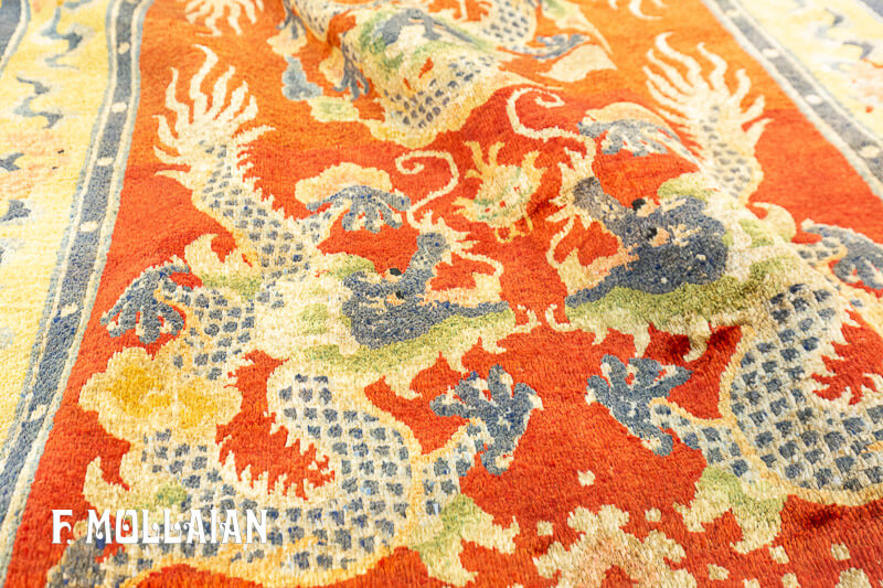 Antique Chinese Signed Silk Rug with Metal Thread n°:78623990